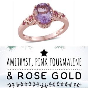 Rose de France Amethyst with Pink Tourmaline Ring